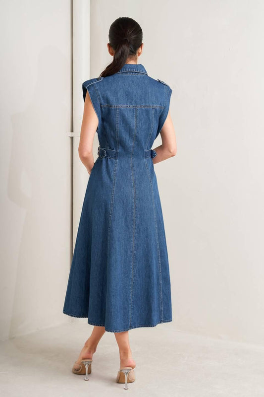 Icon Vintage Denim Midi Dress, view 5 — Soul Flow Apparel