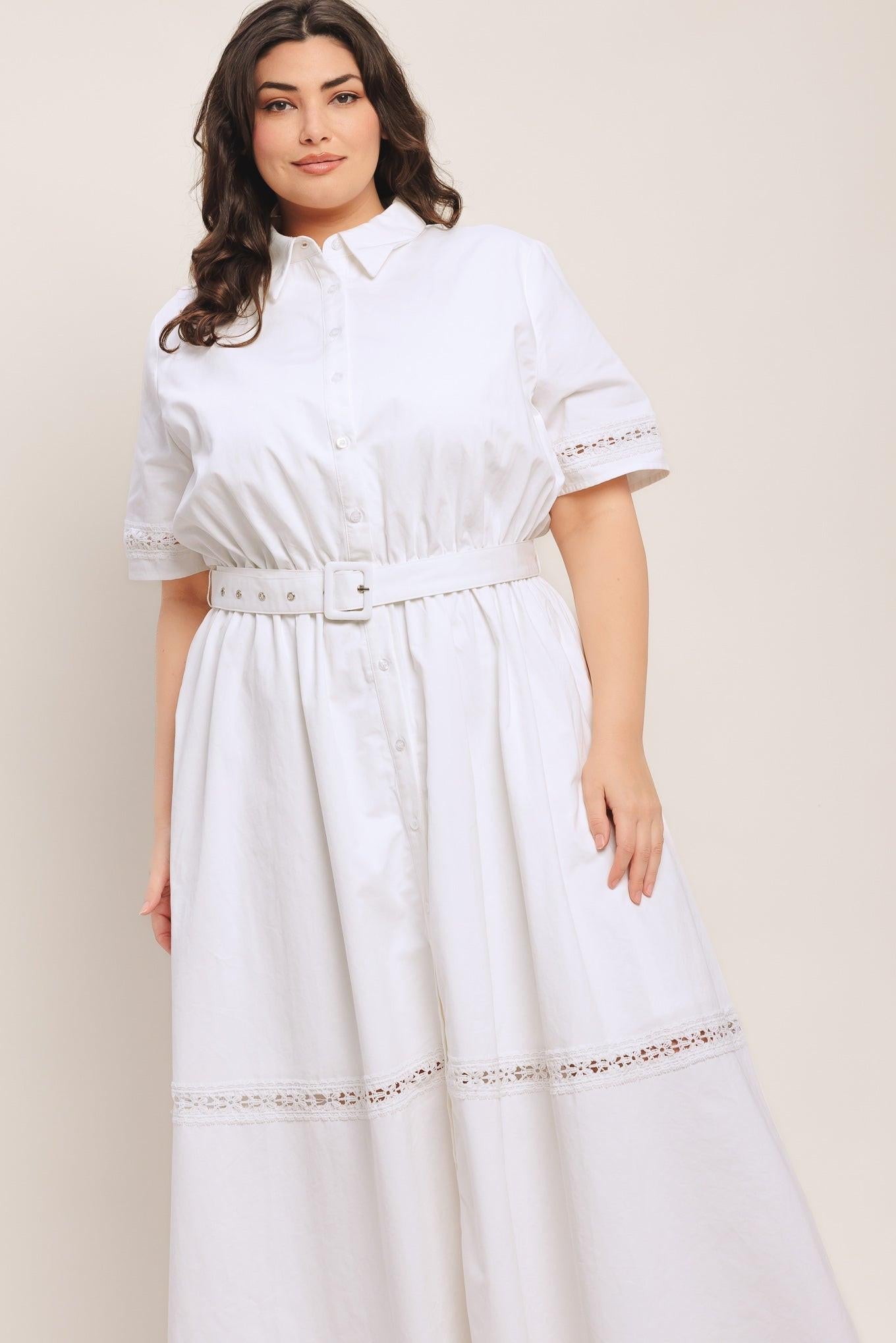 Elegant Encounter Woven Midi Dress in white, view 11 — Soul Flow Apparel