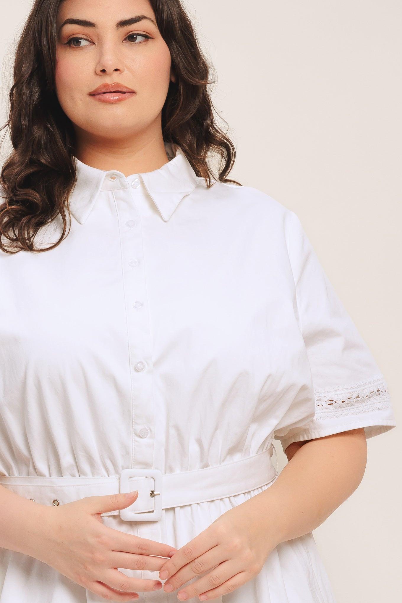 Elegant Encounter Woven Midi Dress in white, view 8 — Soul Flow Apparel