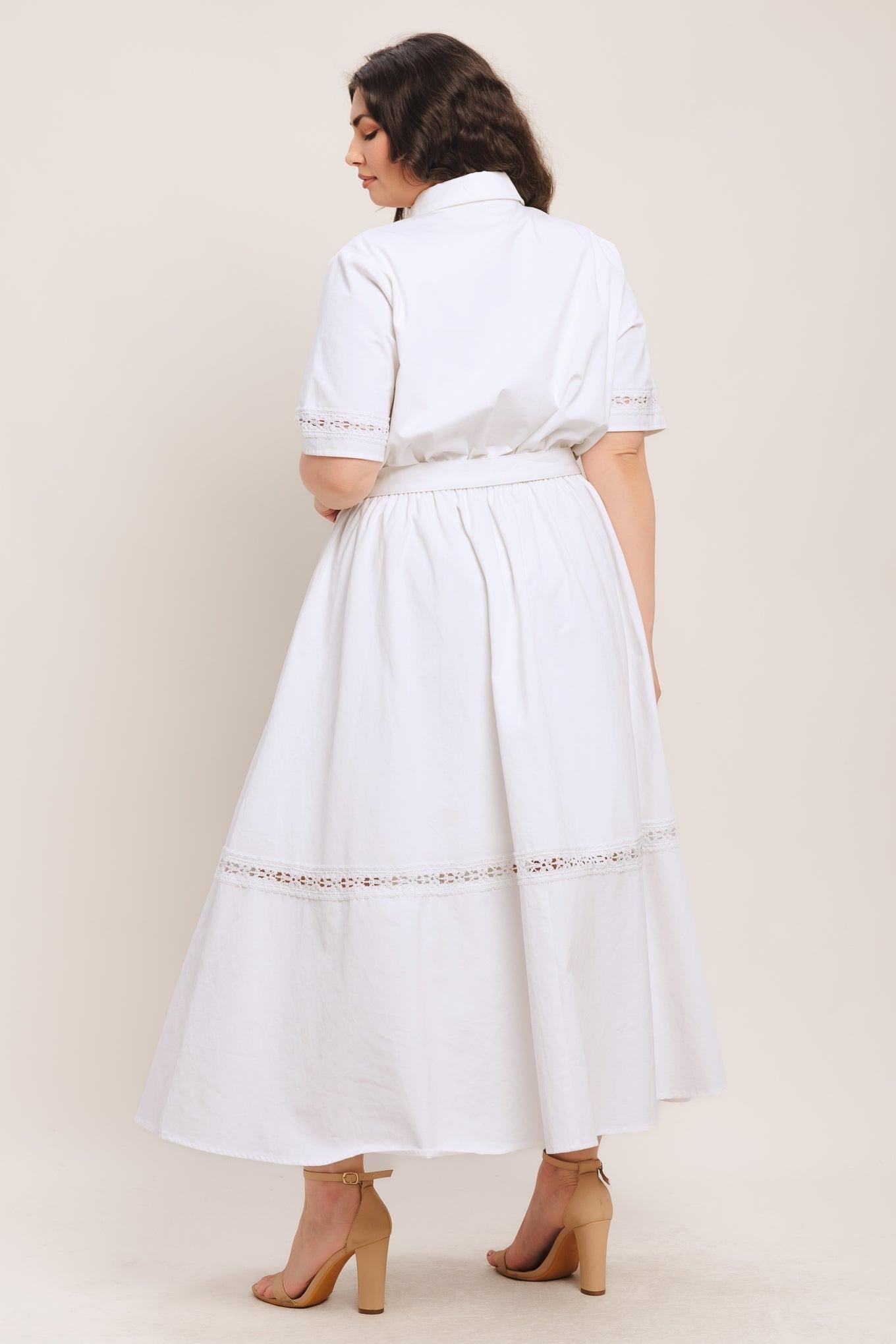 Elegant Encounter Woven Midi Dress in white, view 9 — Soul Flow Apparel