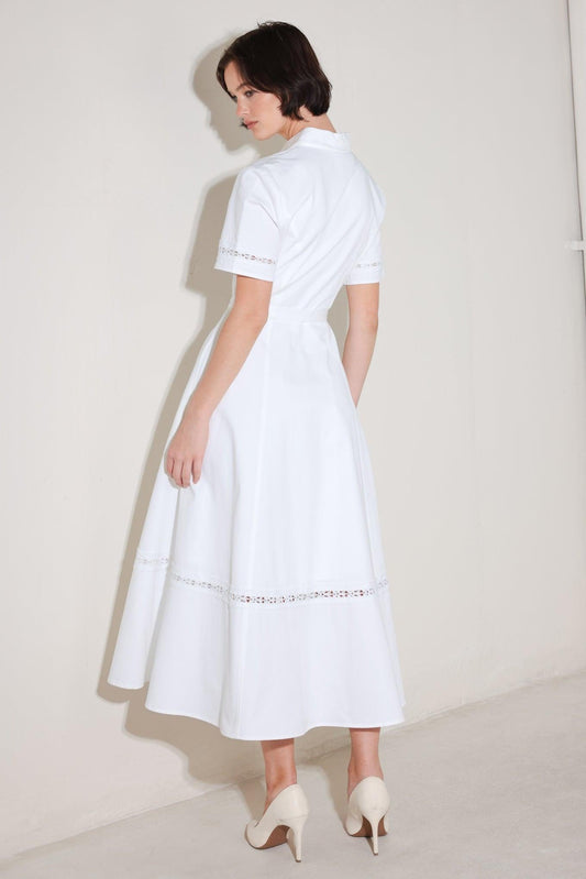 Elegant Encounter Woven Midi Dress in white, view 6 — Soul Flow Apparel