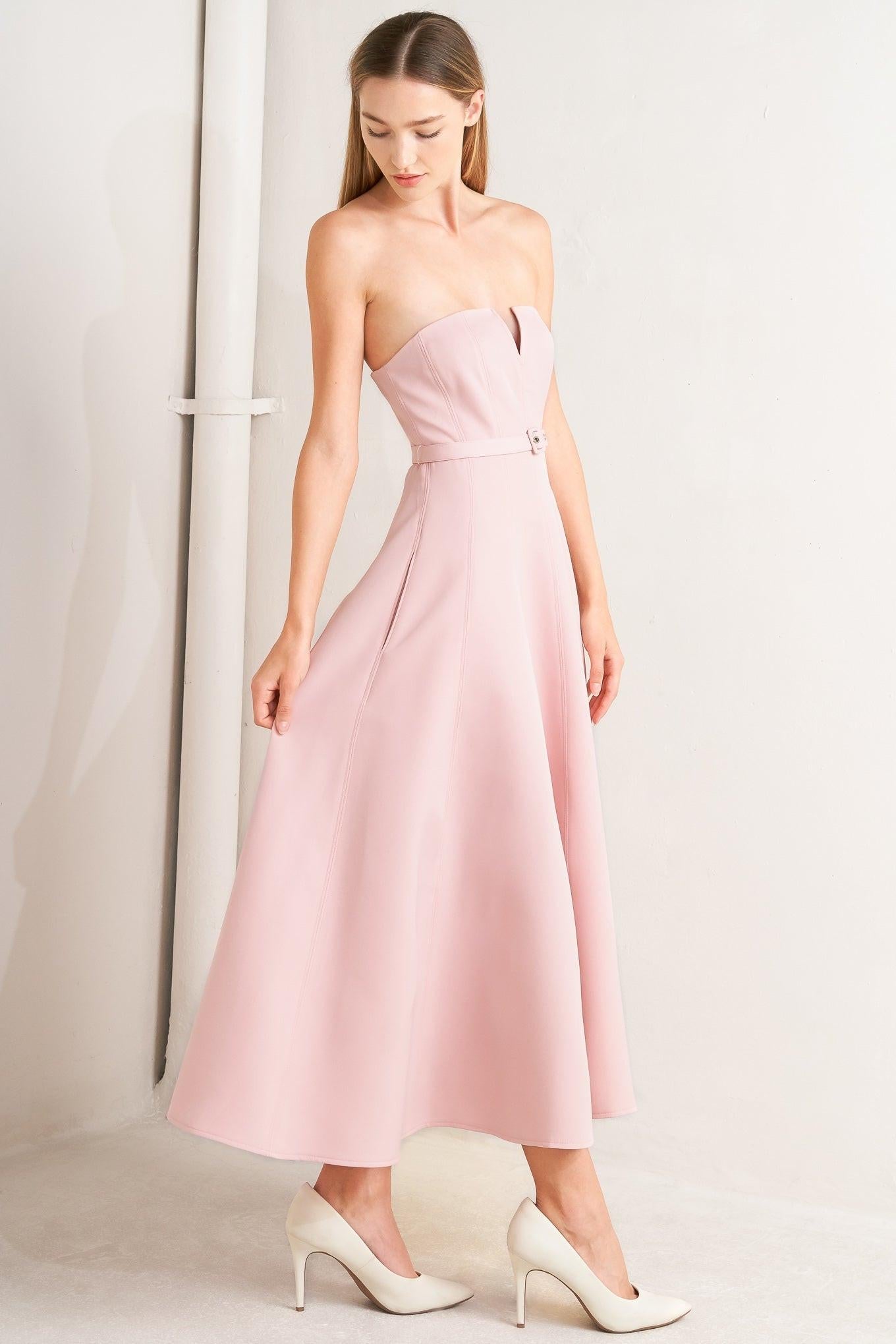 Weekend Glam Woven Midi Dress in pink, view 6 — Soul Flow Apparel
