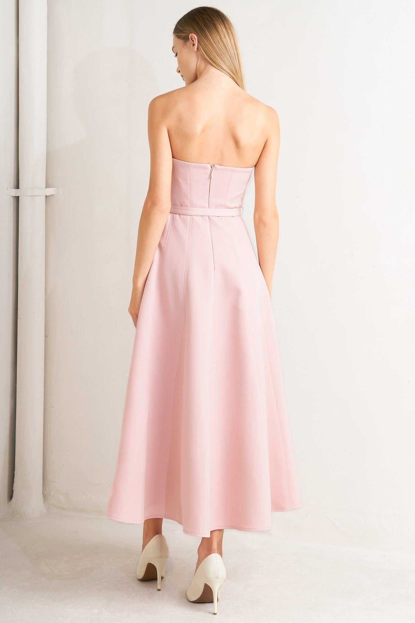 Weekend Glam Woven Midi Dress in pink, view 7 — Soul Flow Apparel