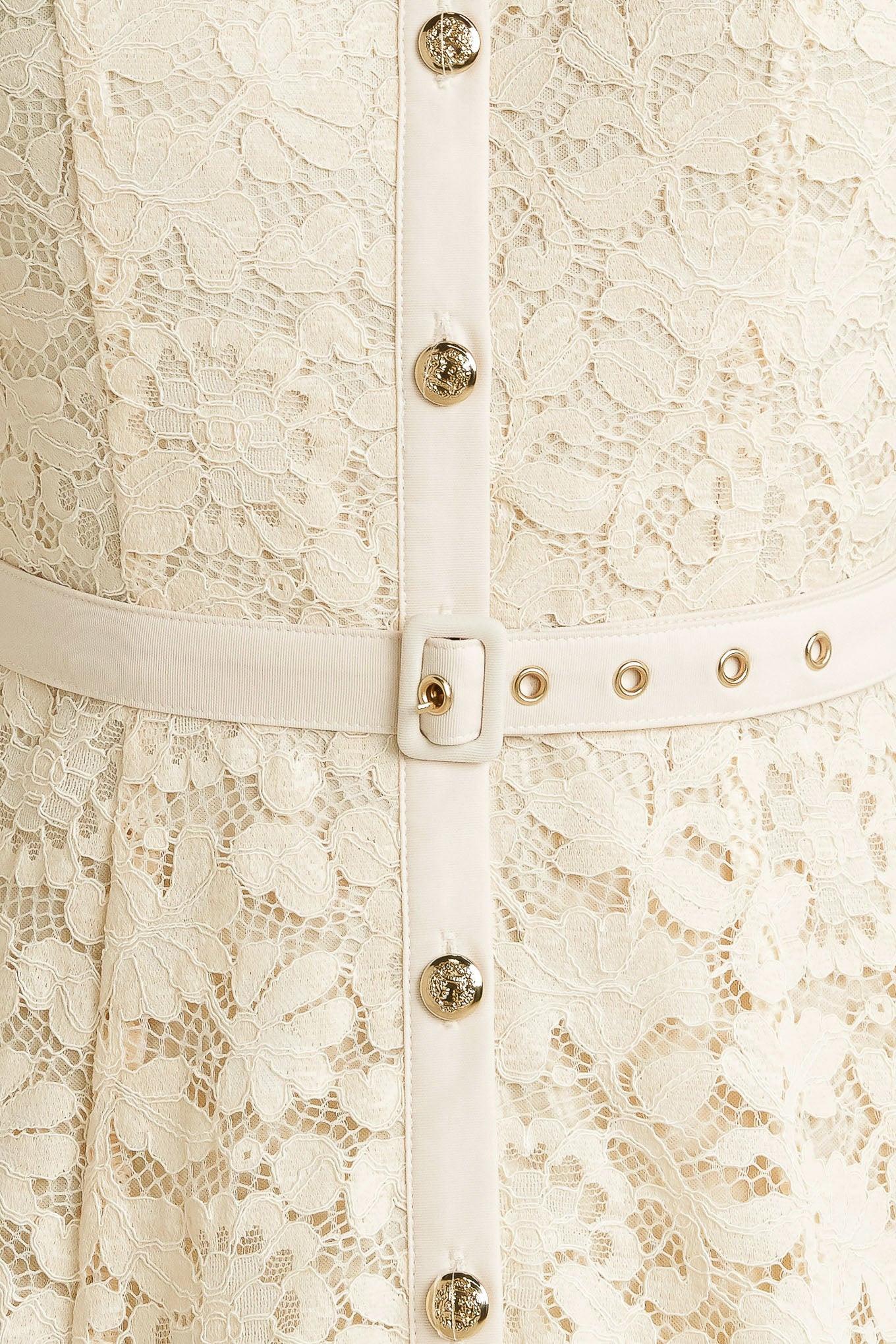 Purely Romantic Woven Lace Midi Dress in cream, fabric swatch — Soul Flow Apparel