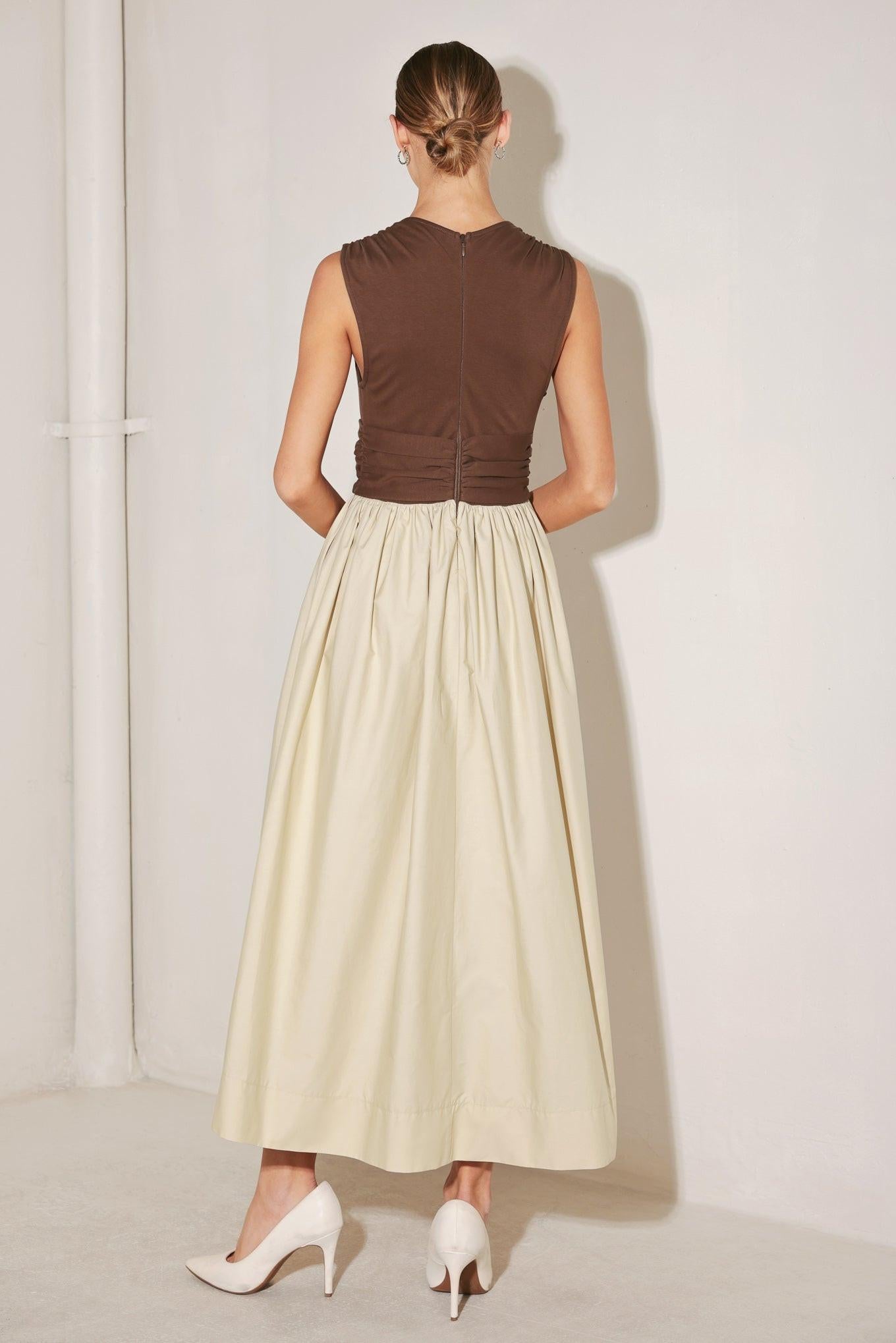 Angel Veil Solid Midi Dress in brown multi, view 7 — Soul Flow Apparel