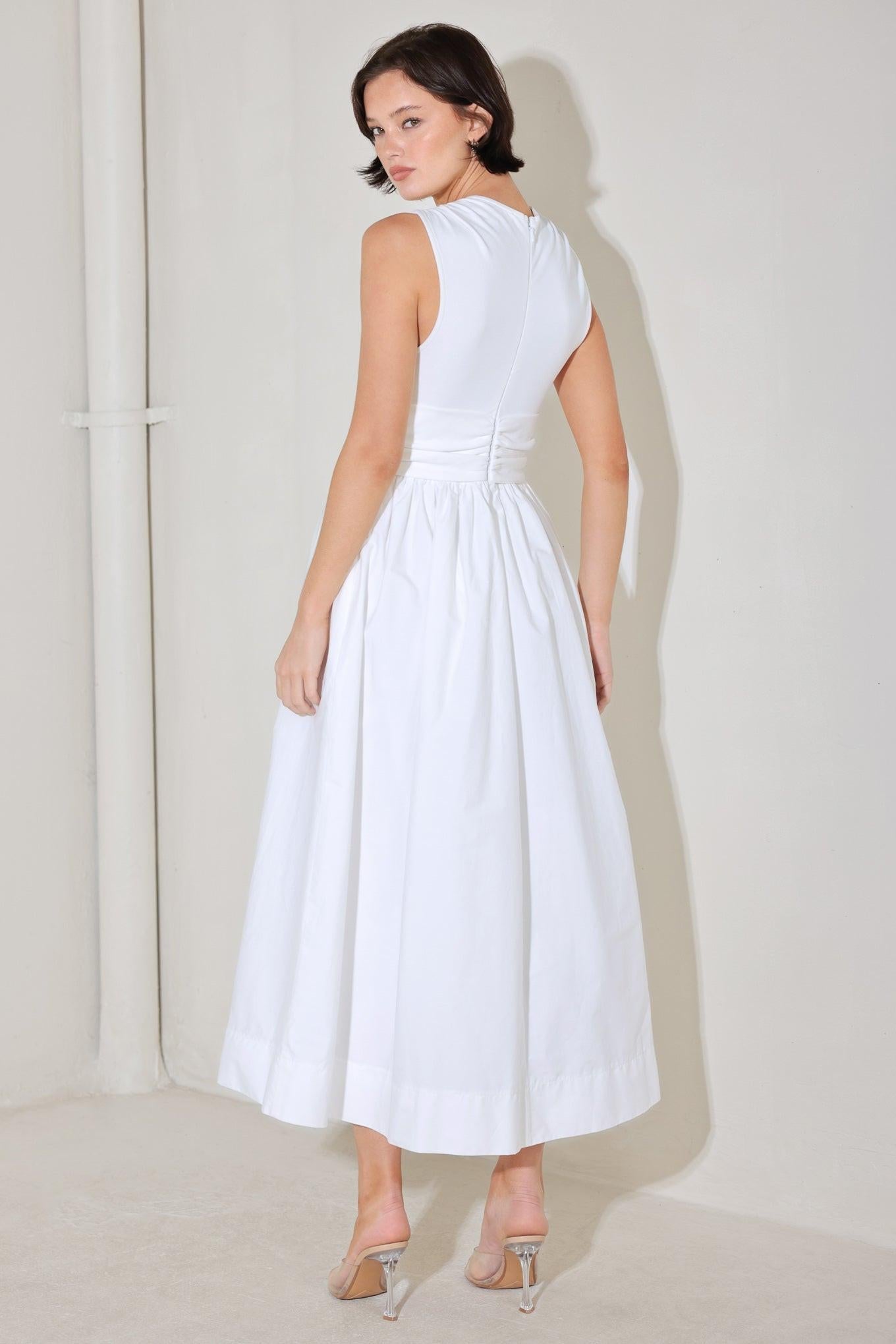 Angel Veil Solid Midi Dress in off-white, view 6 — Soul Flow Apparel