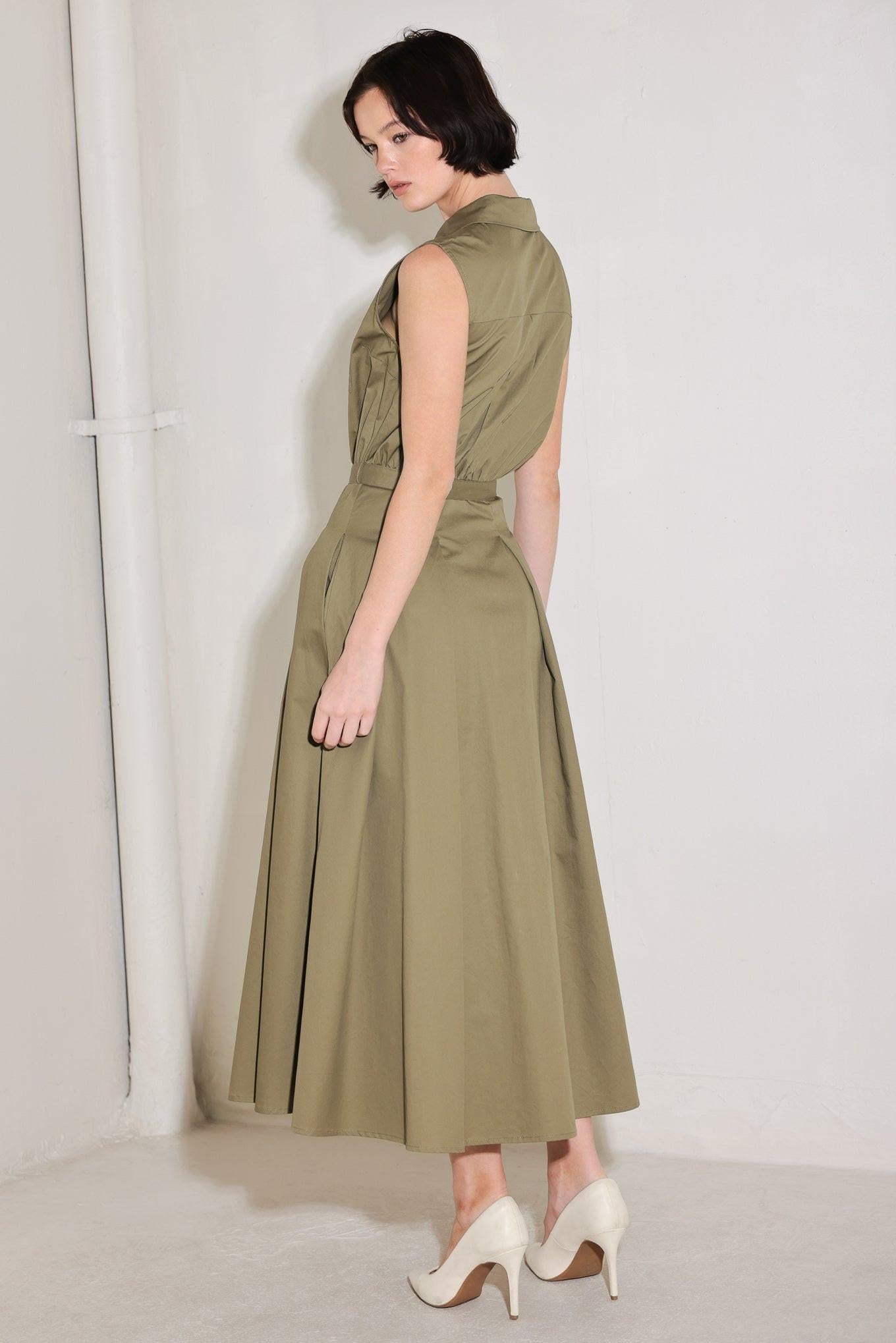 Simply Unstoppable Woven Midi Dress in olive, view 6 — Soul Flow Apparel