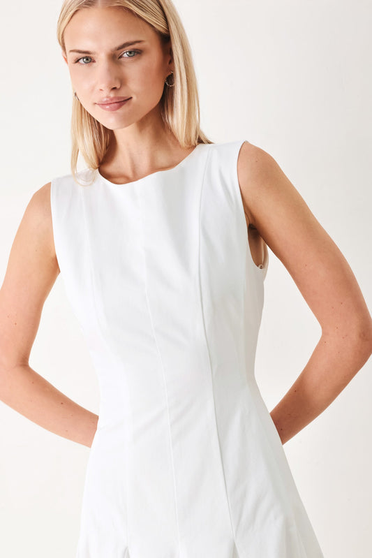 Refined Beauty Woven Midi Dress in white, view 4 — Soul Flow Apparel
