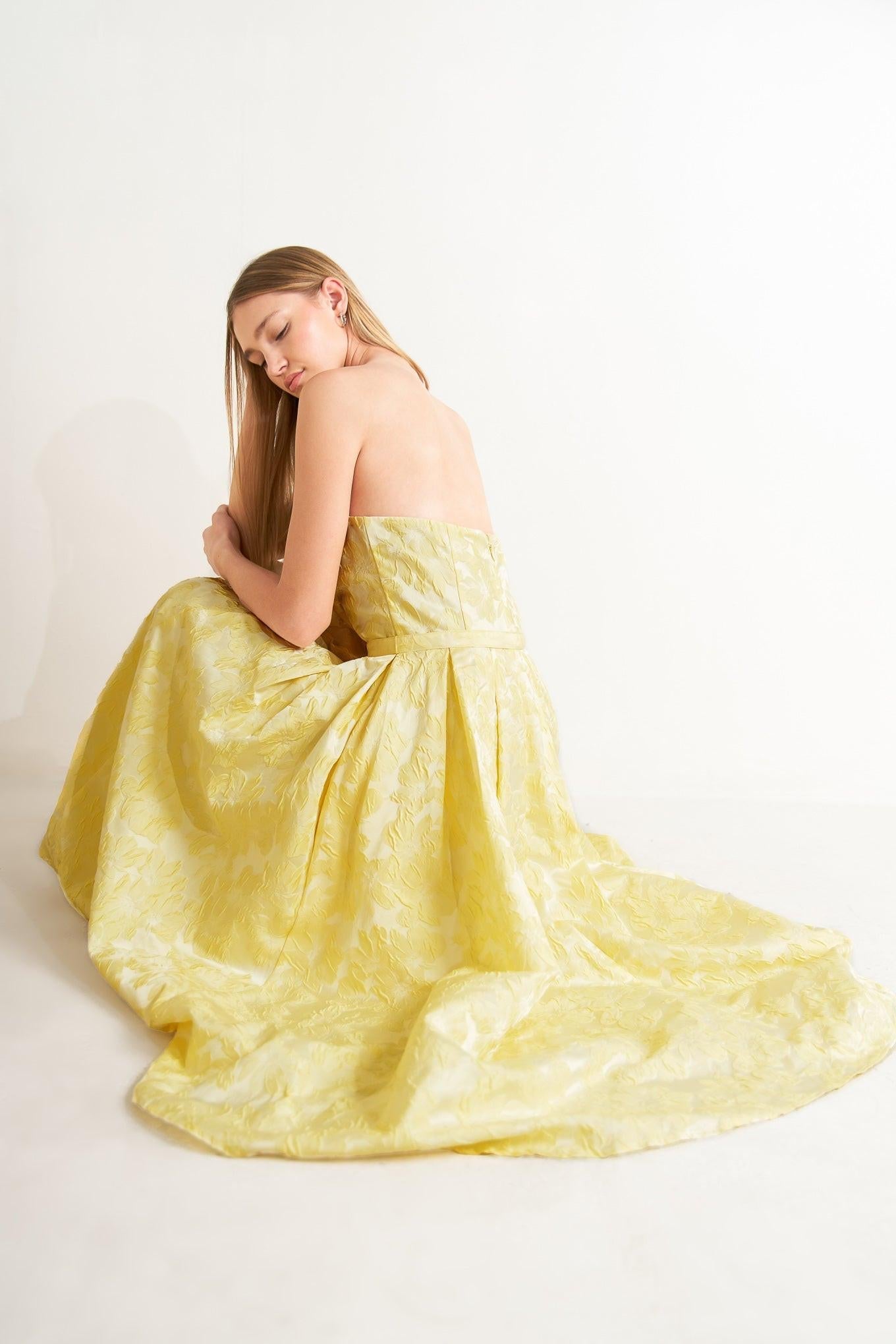 Buttercup Bloom Woven Midi Dress in lemon, view 7 — Soul Flow Apparel