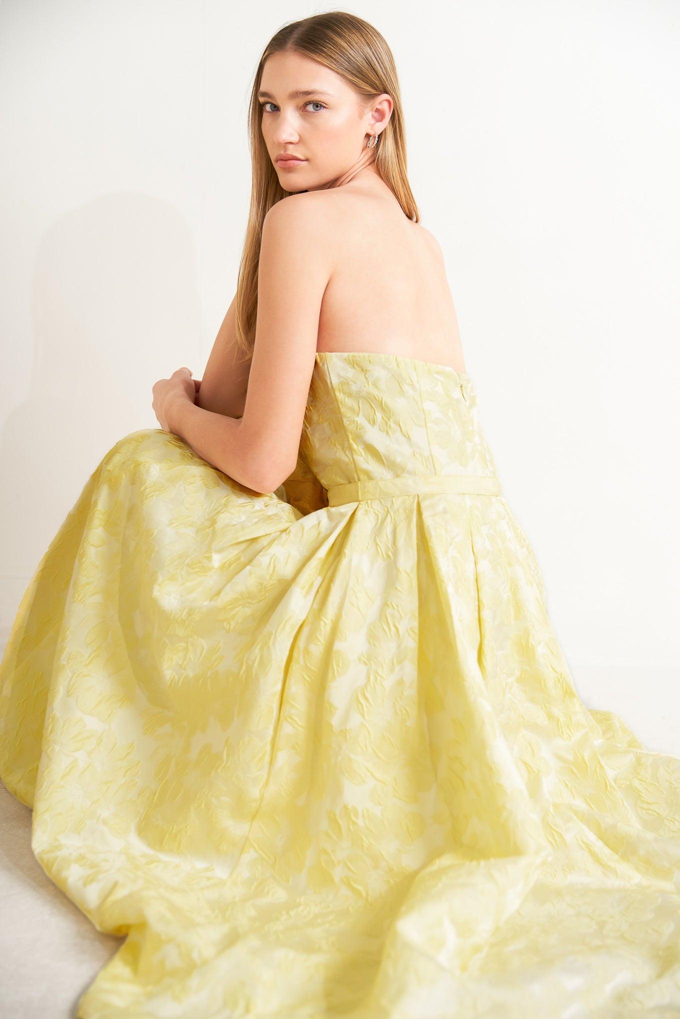 Buttercup Bloom Woven Midi Dress in lemon, view 8 — Soul Flow Apparel