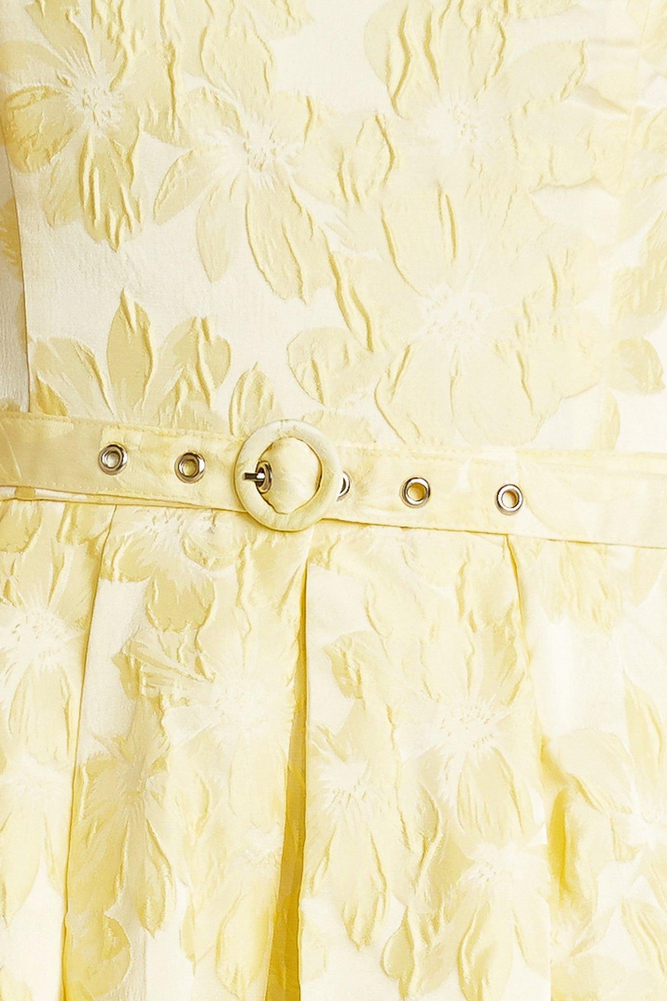 Buttercup Bloom Woven Midi Dress in lemon, fabric swatch — Soul Flow Apparel