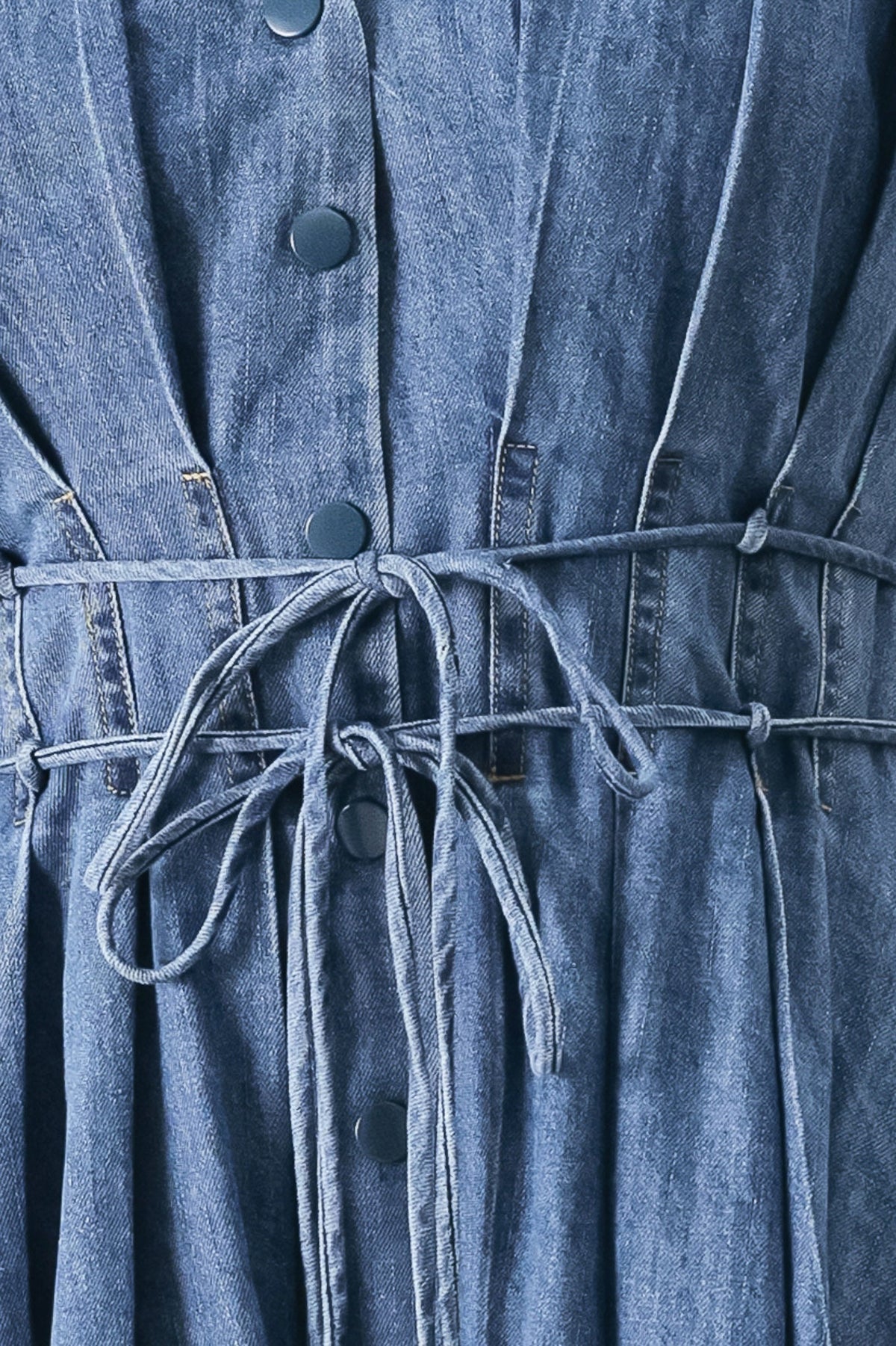 Midnight Flow Denim Midi Dress in indigo, fabric swatch — Soul Flow Apparel