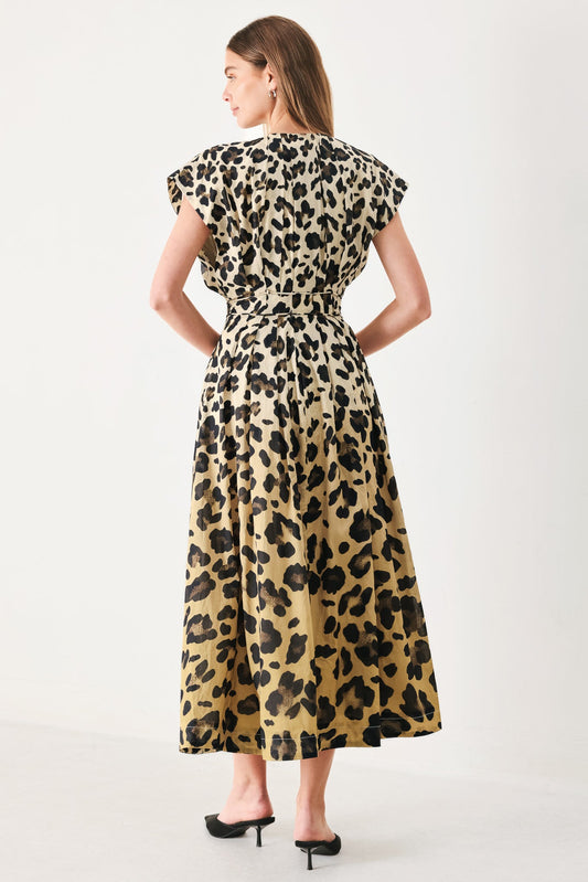 Wild Muse Woven Midi Dress in neutral multi, view 6 — Soul Flow Apparel