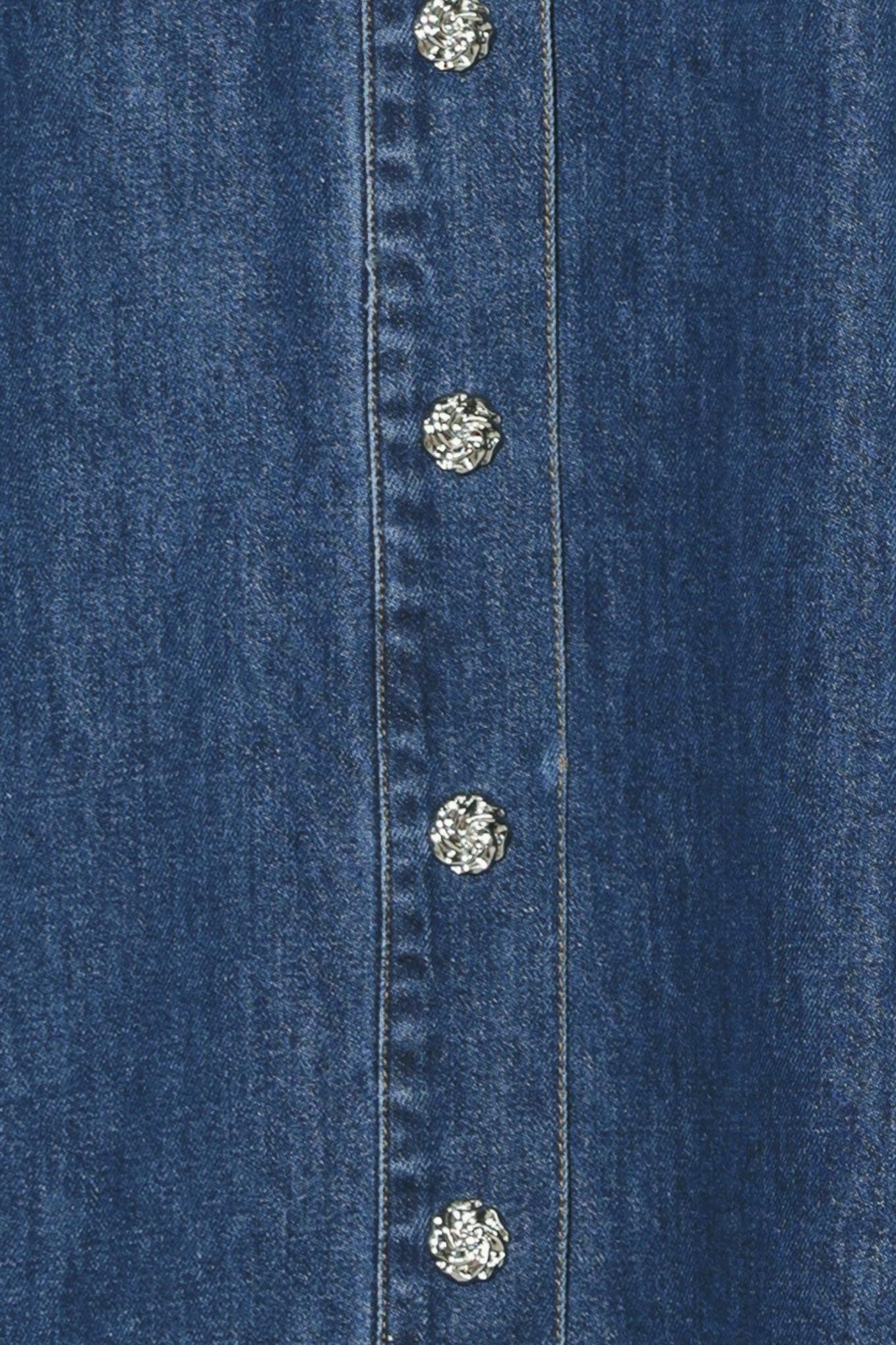 Paris in Denim Midi Dress in indigo, fabric swatch — Soul Flow Apparel