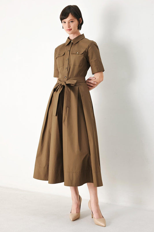 Desert Icon Woven Midi Shirt Dress in brown, view 4 — Soul Flow Apparel