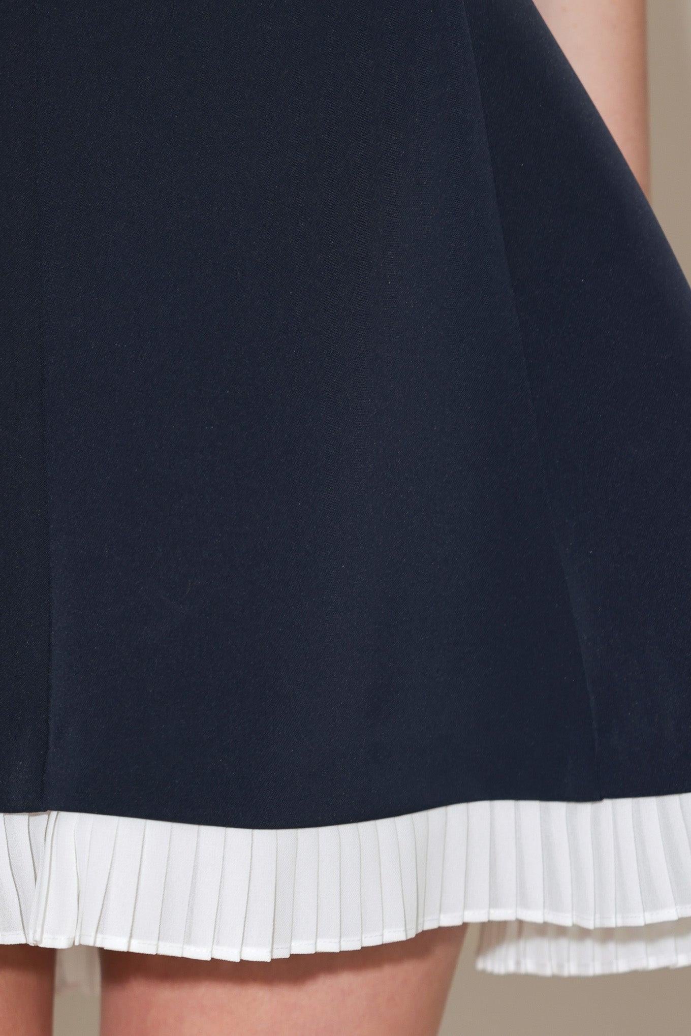 Sweet Escape Woven Mini Dress in navy white, view 5 — Soul Flow Apparel