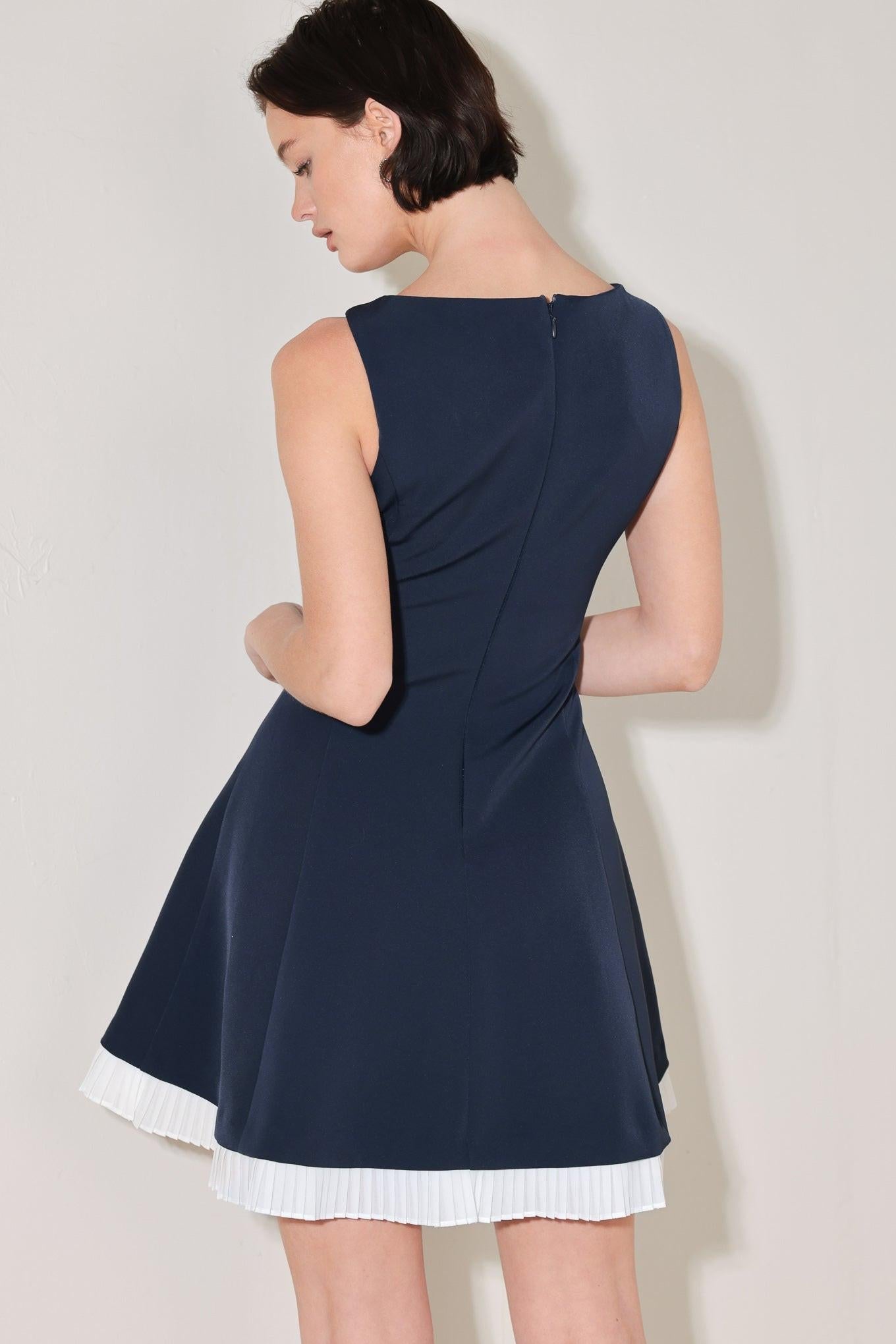 Sweet Escape Woven Mini Dress in navy white, view 6 — Soul Flow Apparel