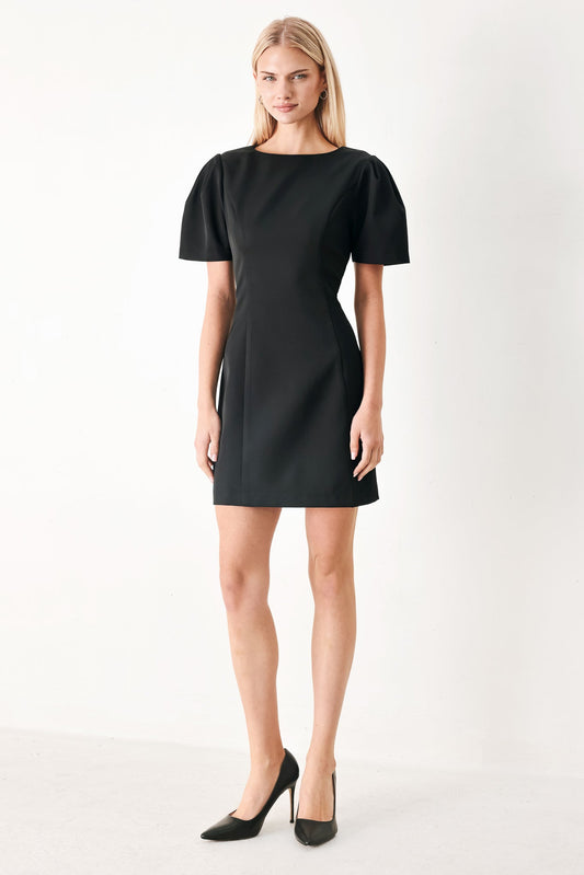 Black Midnight Woven Mini Dress, view 1 — Soul Flow Apparel