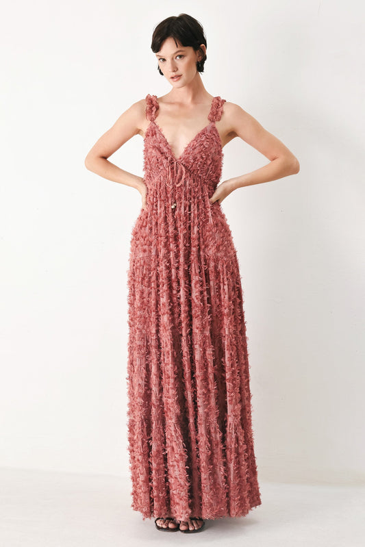Twilight Rosette Woven Maxi Dress, view 1 — Soul Flow Apparel