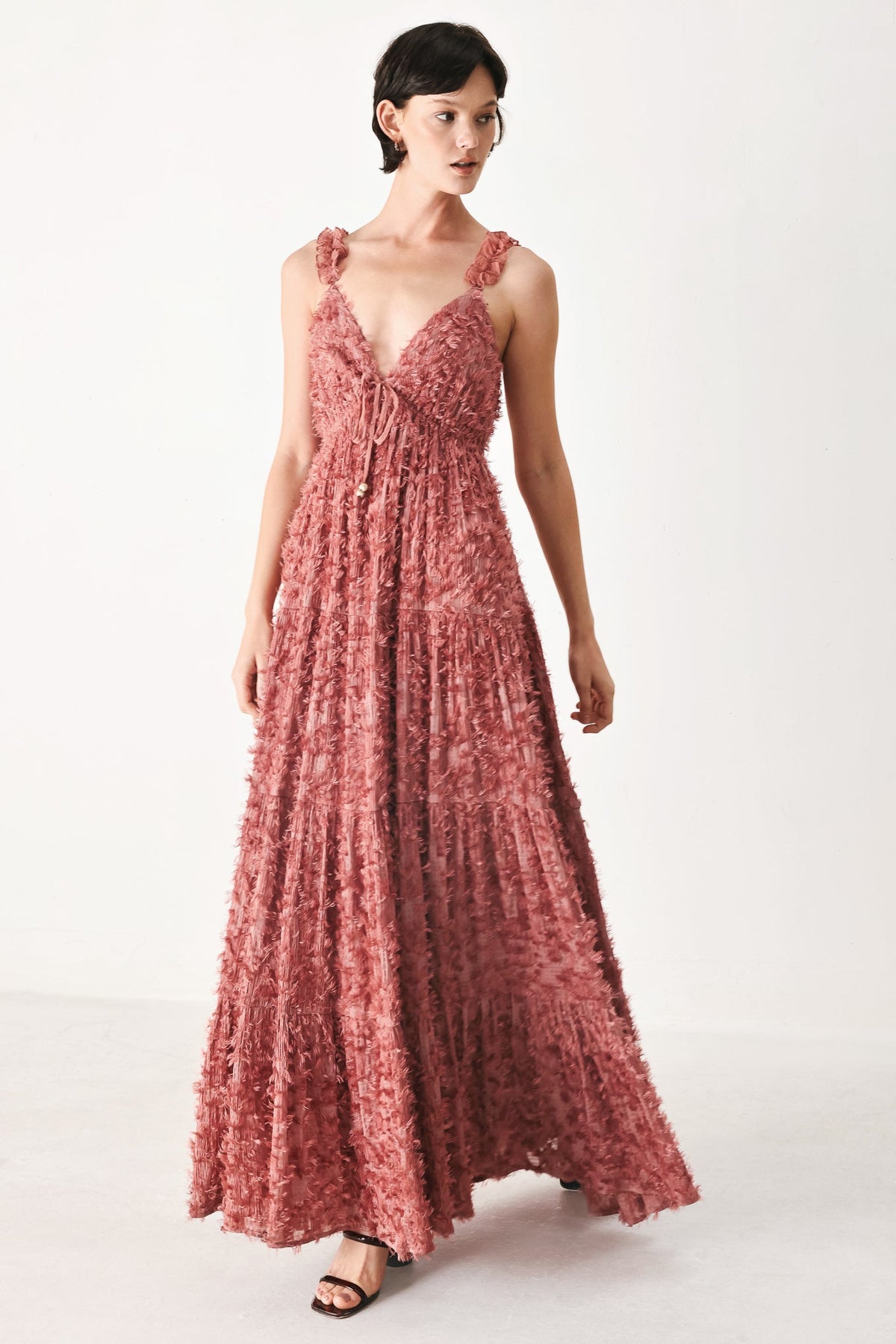 Twilight Rosette Woven Maxi Dress, view 4 — Soul Flow Apparel