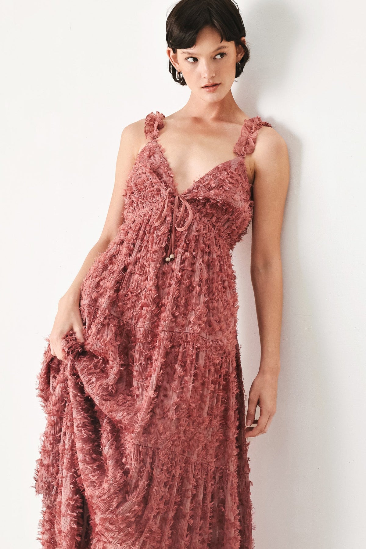 Twilight Rosette Woven Maxi Dress, view 5 — Soul Flow Apparel