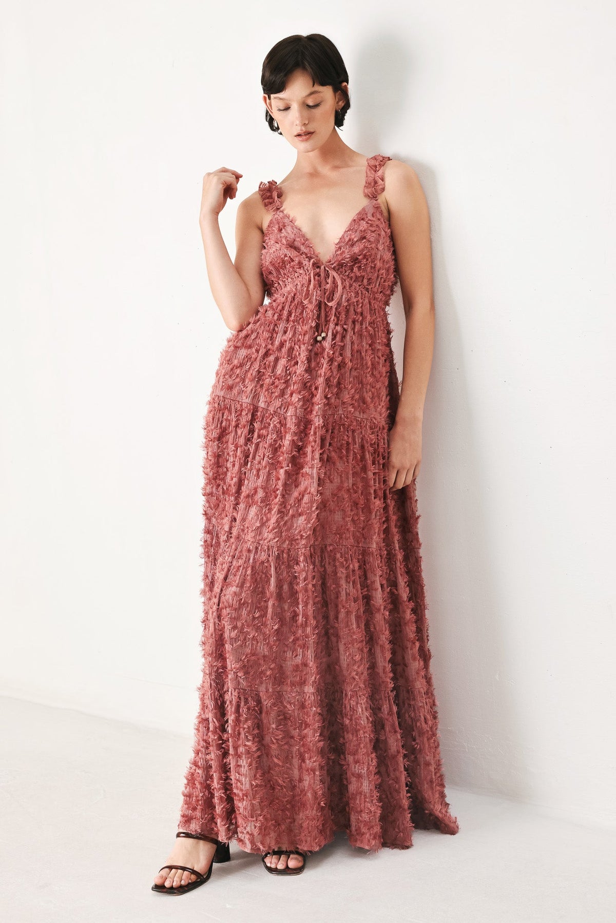 Twilight Rosette Woven Maxi Dress, view 6 — Soul Flow Apparel