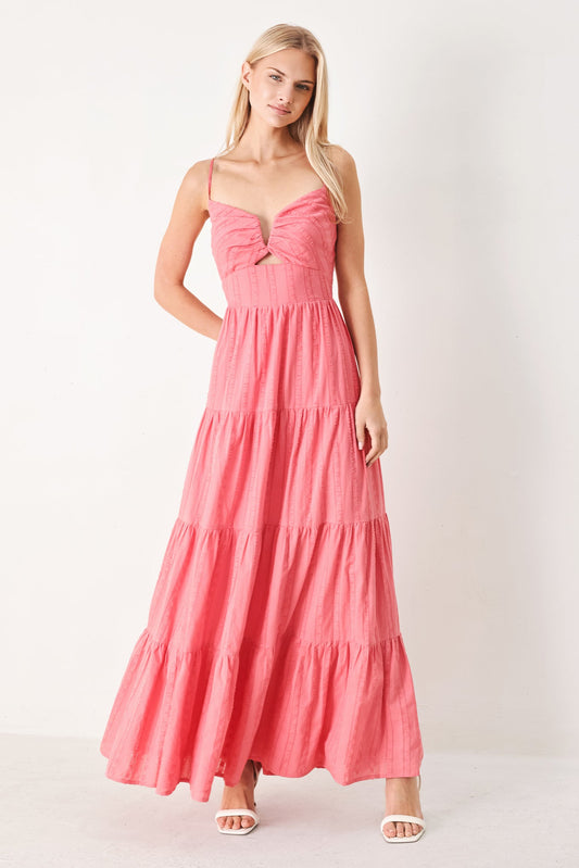 Sweet Escape Woven Maxi Dress in cran berry, view 1 — Soul Flow Apparel