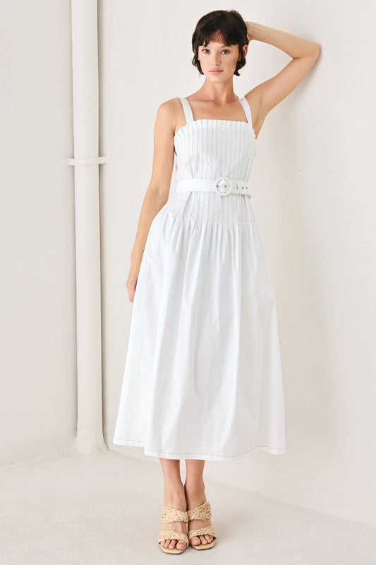 The Weekend In Nantucket Woven Midi Dress in off-white, view 5 — Soul Flow Apparel