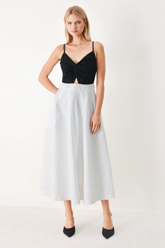 Modern Contrast Midi Dress in black white, view 1 — Soul Flow Apparel