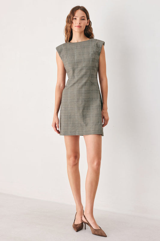 ACADEMY CHIC WOVEN PLAID MINI DRESS