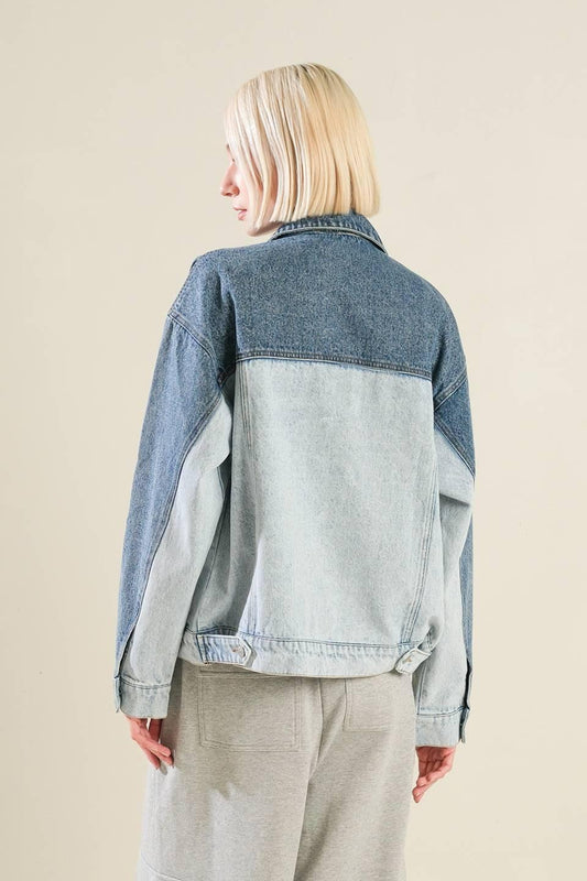 A Bar Song Denim Jacket in indigo, view 2 — Soul Flow Apparel