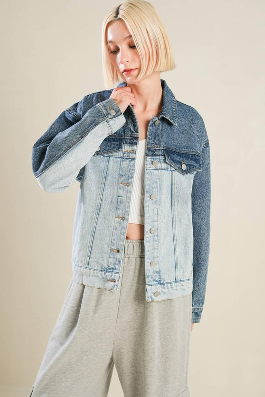 A Bar Song Denim Jacket in indigo, view 4 — Soul Flow Apparel
