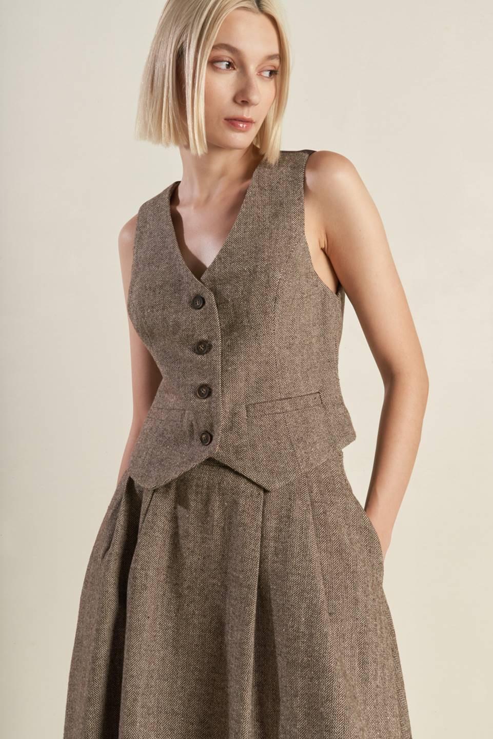 Vibrant Daze Woven Vest in brown, view 1 — Soul Flow Apparel