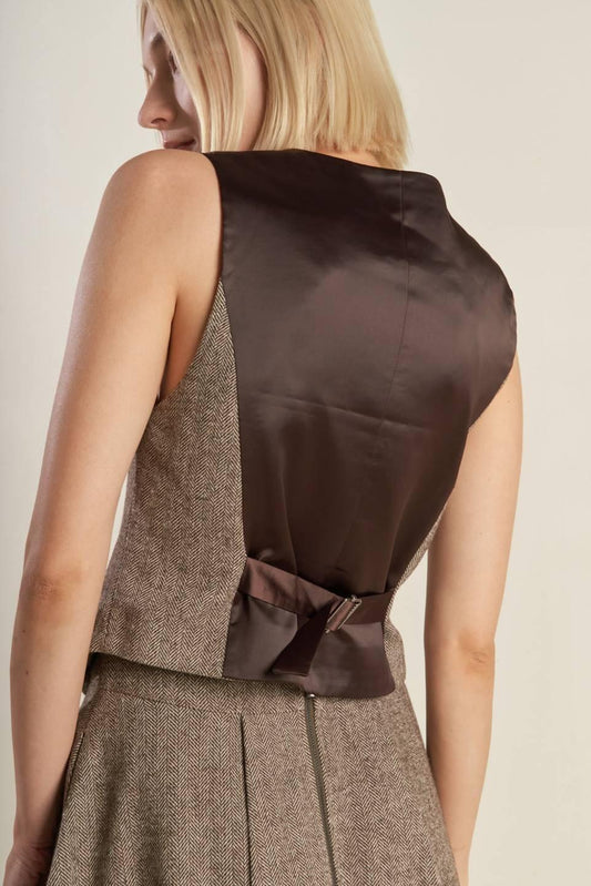 Vibrant Daze Woven Vest in brown, view 2 — Soul Flow Apparel