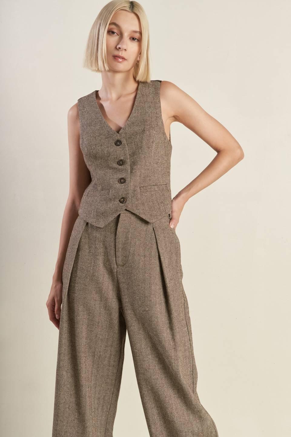 Vibrant Daze Woven Vest in brown, view 6 — Soul Flow Apparel