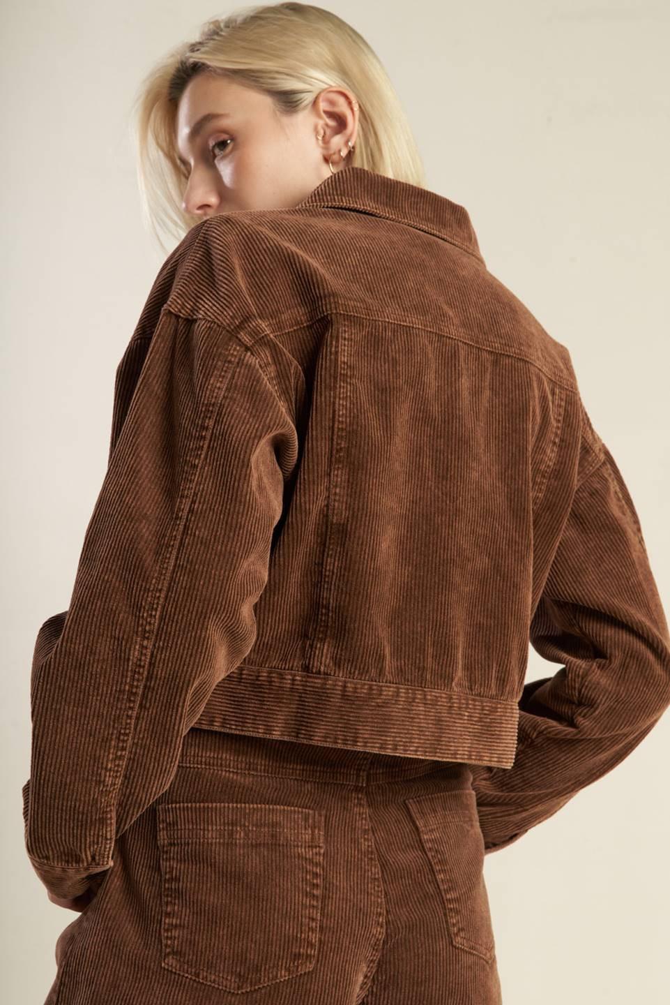 Escaping Reality Corduroy Jacket in brown, view 3 — Soul Flow Apparel