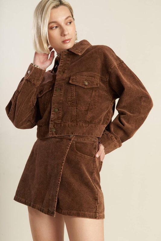 Escaping Reality Corduroy Jacket in brown, view 4 — Soul Flow Apparel