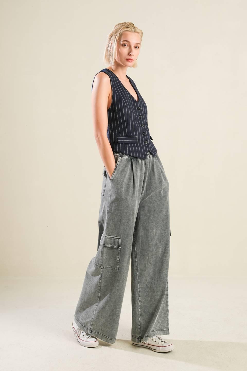 Forever Connected Woven Vest in navy, view 3 — Soul Flow Apparel