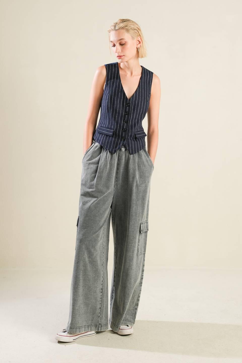 Forever Connected Woven Vest in navy, view 5 — Soul Flow Apparel