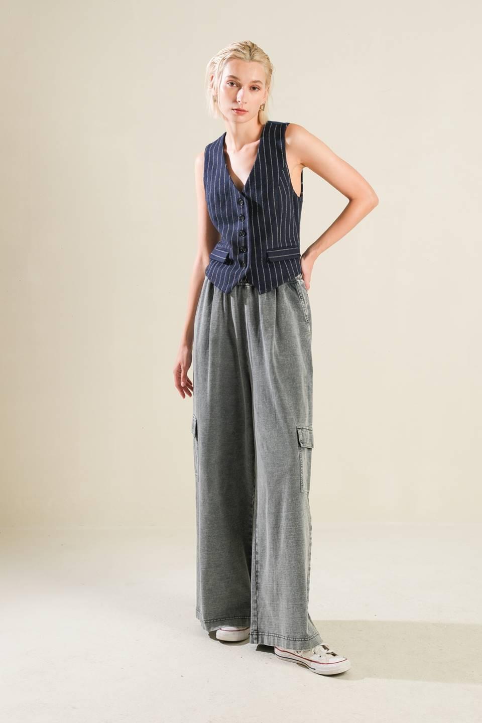 Forever Connected Woven Vest in navy, view 7 — Soul Flow Apparel