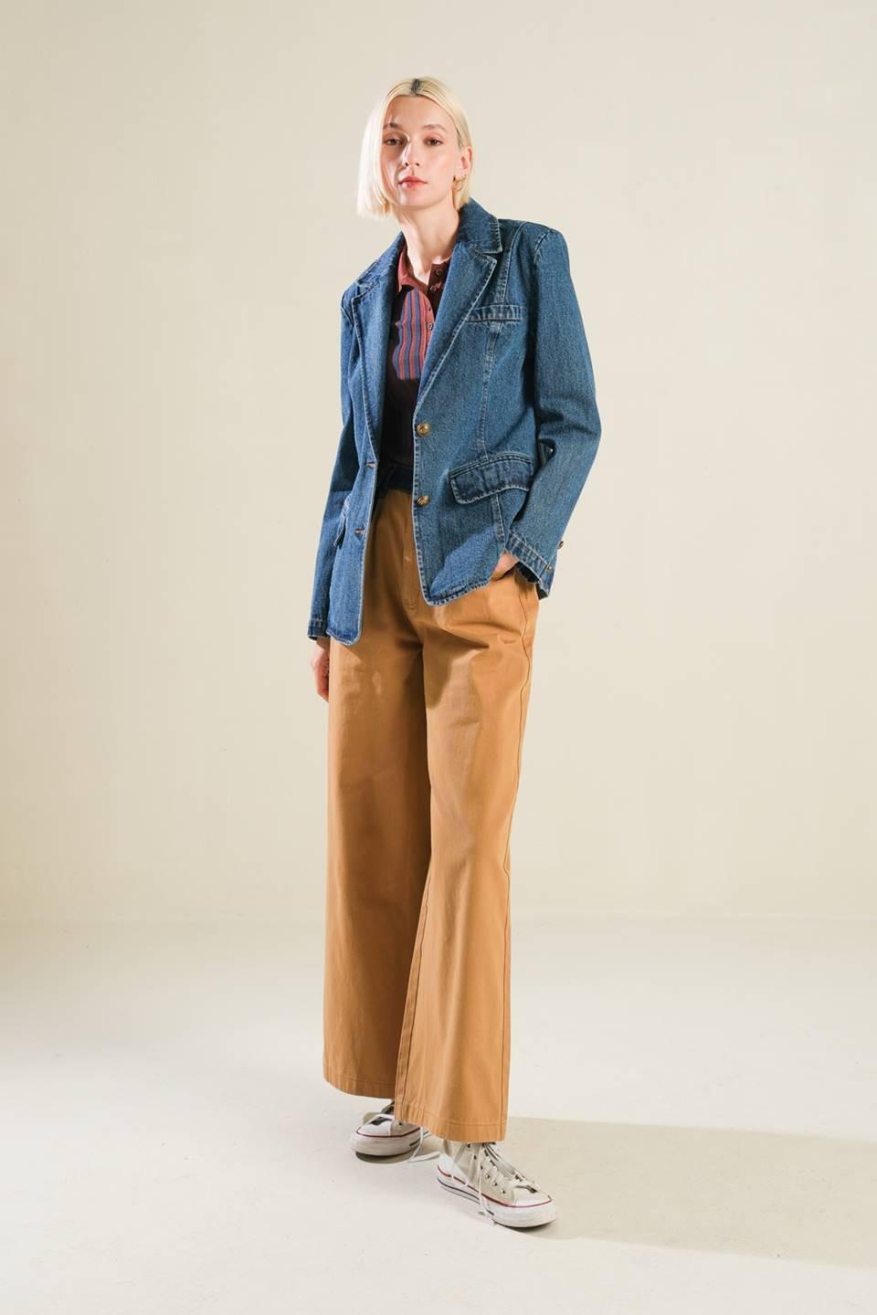 Hot to Go Denim Blazer in blue, view 8 — Soul Flow Apparel