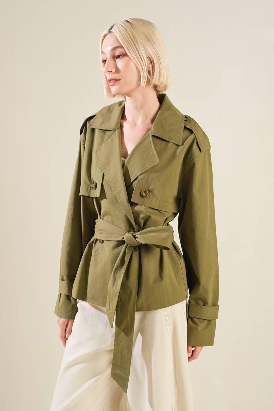 Hidden Reflections Woven Jacket in olive, view 1 — Soul Flow Apparel