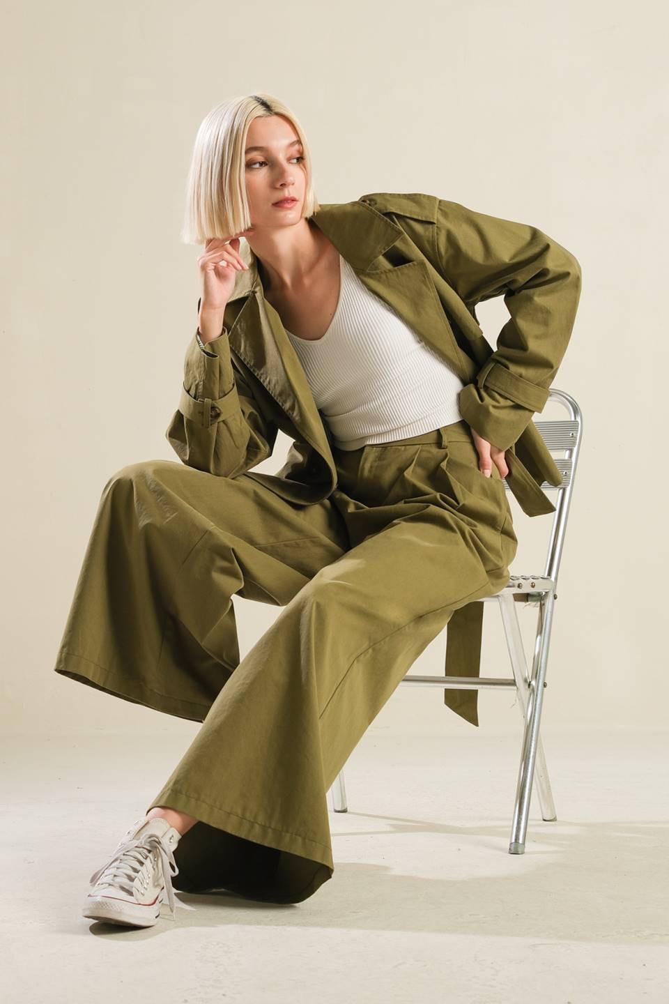 Hidden Reflections Woven Jacket in olive, view 10 — Soul Flow Apparel