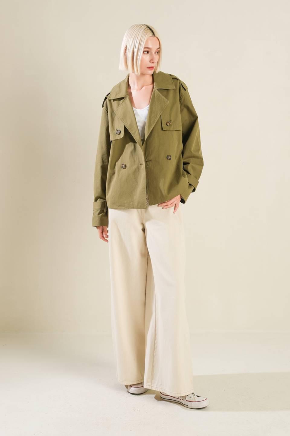Hidden Reflections Woven Jacket in olive, view 3 — Soul Flow Apparel