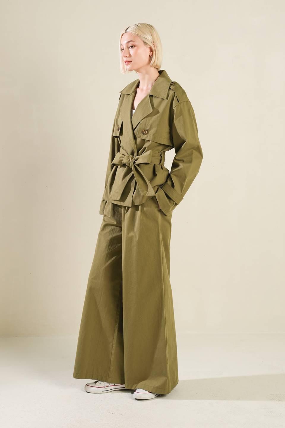 Hidden Reflections Woven Jacket in olive, view 6 — Soul Flow Apparel