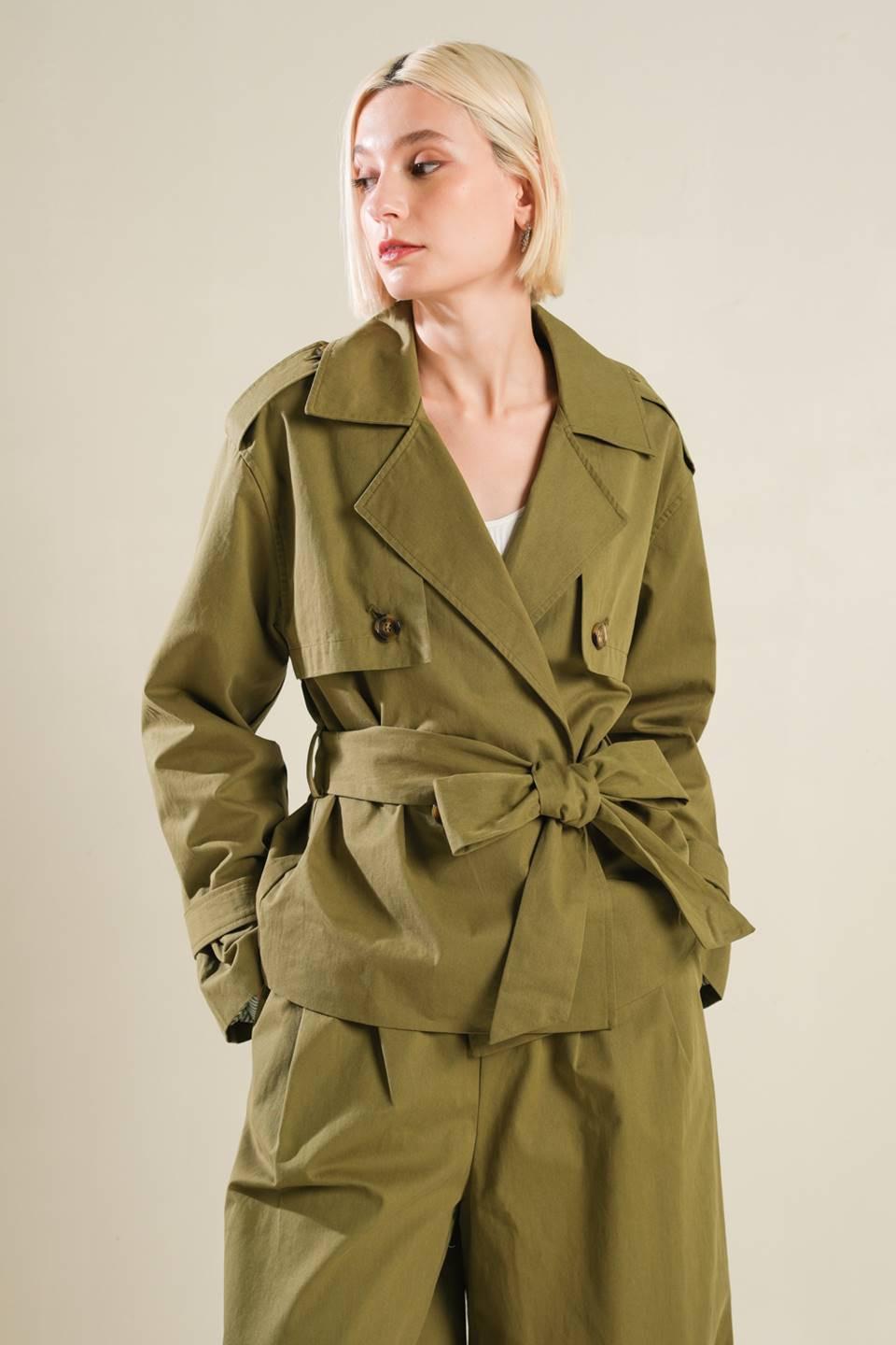 Hidden Reflections Woven Jacket in olive, view 8 — Soul Flow Apparel
