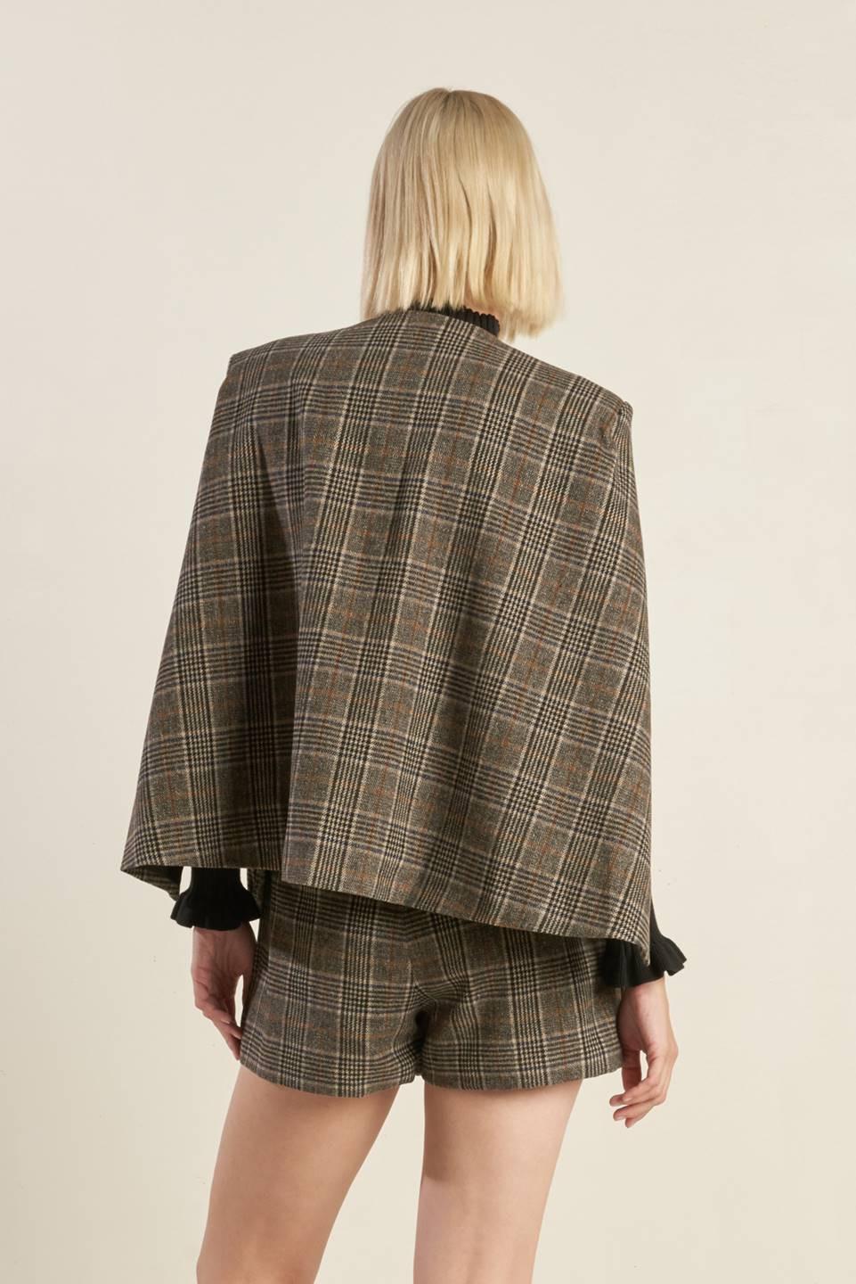Eternal Devotion Woolen Capelet in brown black, view 2 — Soul Flow Apparel