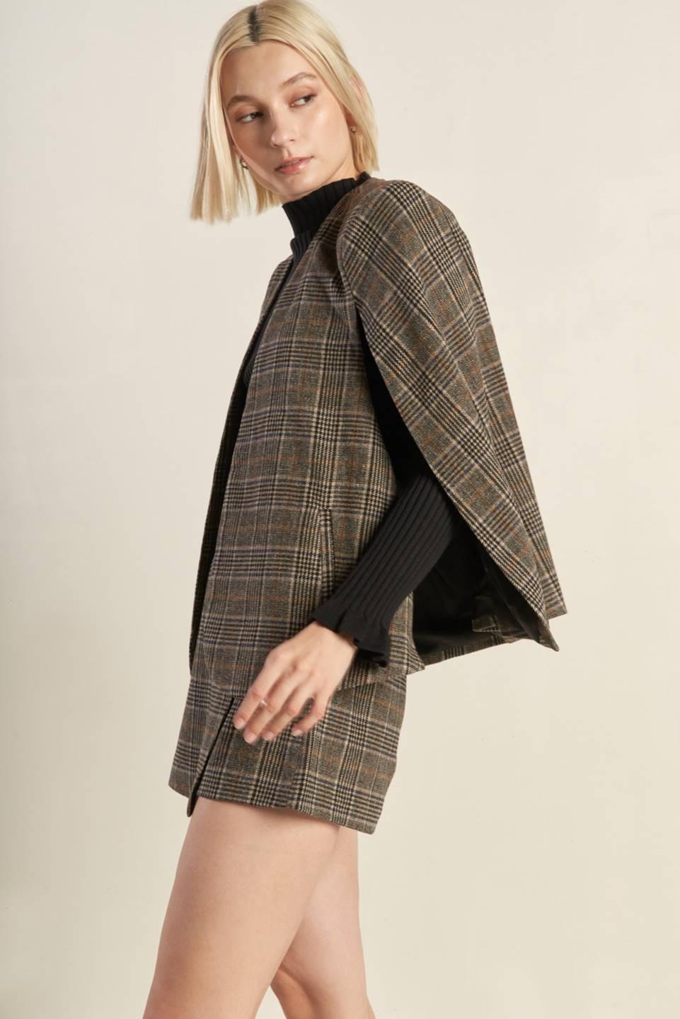 Eternal Devotion Woolen Capelet in brown black, view 5 — Soul Flow Apparel
