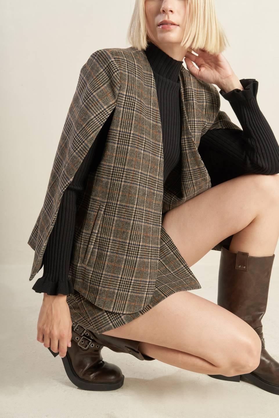 Eternal Devotion Woolen Capelet in brown black, view 6 — Soul Flow Apparel