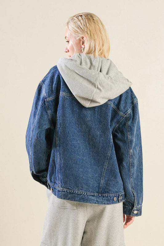 Cross Your Mind Denim Jacket in hgrey, view 2 — Soul Flow Apparel